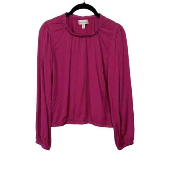 Cloth & Stone Lux Satin Banded Blouse, Pink, Women’s S - Picture 2 of 7